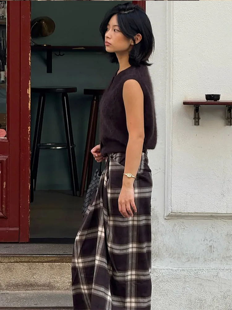 Frauen Karierten Midi Rock Mode Hohe Taille Gefaltete Unregelmäßige Schlanke Mittlere Länge Rock Casual Täglichen Pendeln Streetwear Outfit