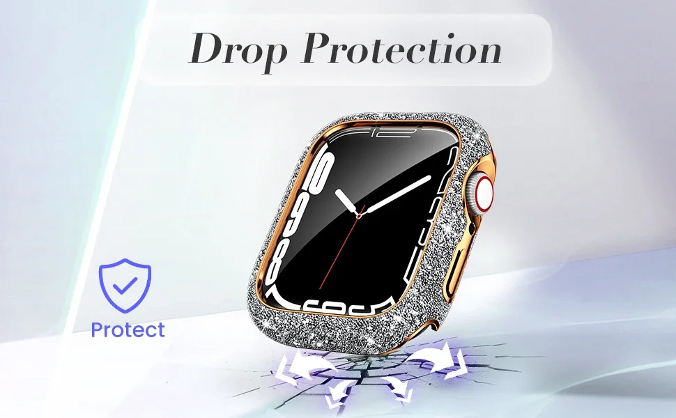 Funda de diamante de cristal para Apple Watch 10/11 46/42mm 9 8 7 45mm 41mm carcasa protectora de pantalla antiarañazos iWatch 6 5 SE/3 44/40mm