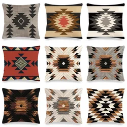 Throw Pillow Cases Bohemian Aztec Geometric Pattern Cushion Cover 45x45cm Home Living Room Decoration Linen/Cotton Pillowcover