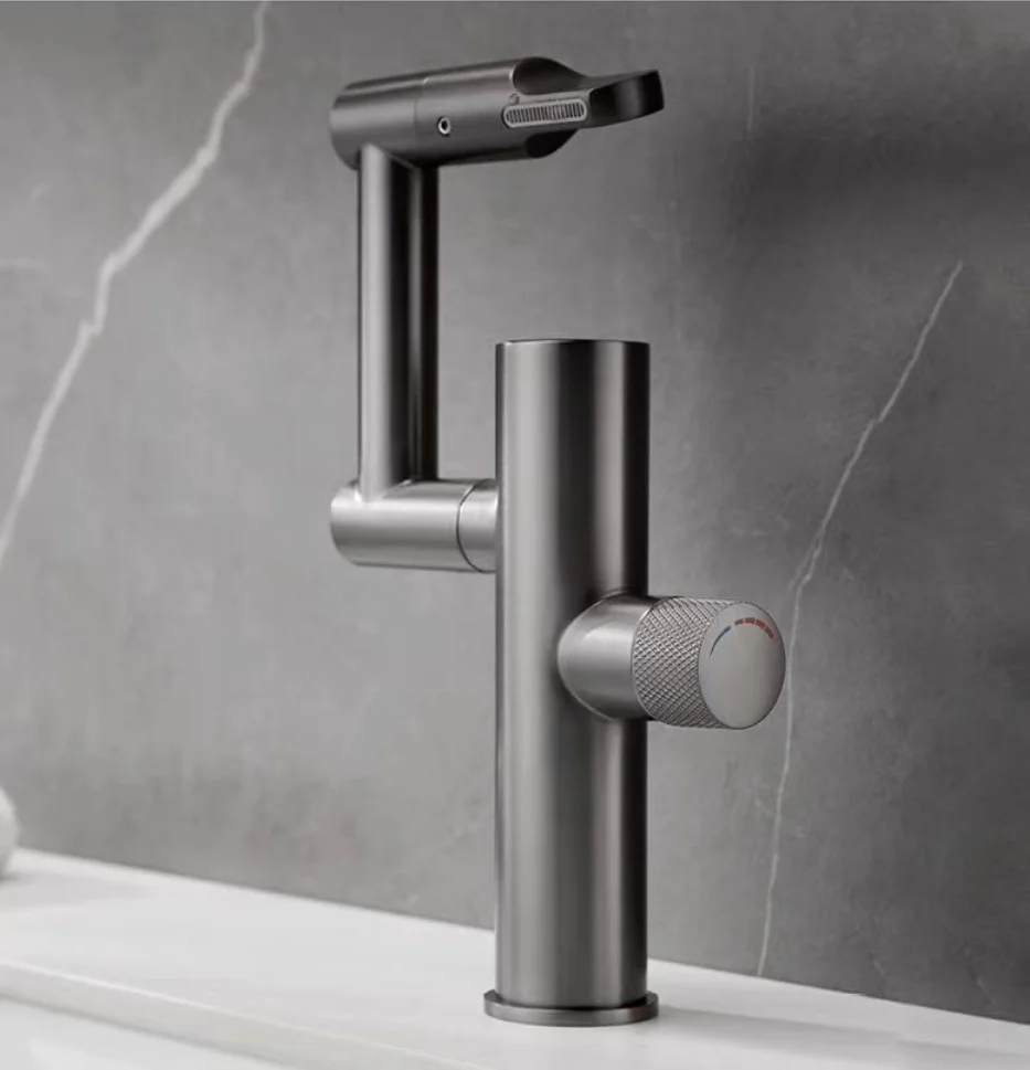 Sanitary Ware High End Temperature Display Screen Lavabo Smart 360 Degree Bathroom Brass Deck Mounted LED Basin Sink Faucet Tap