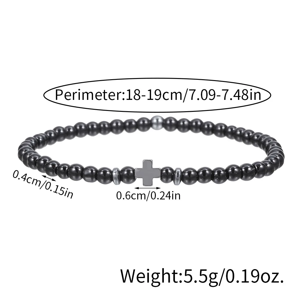 2026 Men Bracelet Small Stone 4mm Braclet Natural Hematite Cross Braslet Rice Bead Brazalete Homme Boyfriend Gift Pulsera Hombre