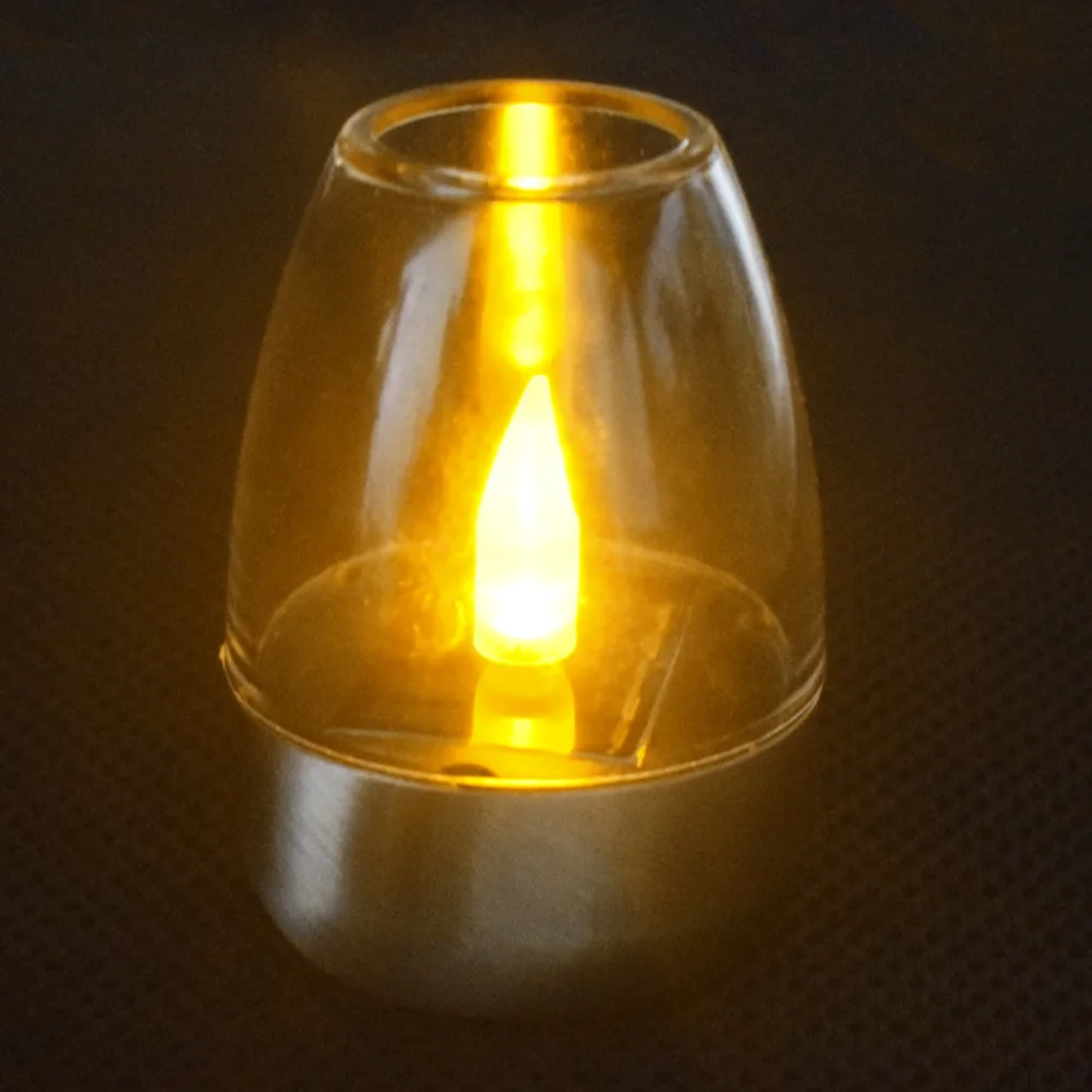 Veilleuse solaire LED sans flamme avec base en acier inoxydable, extérieur, sans goutte, fête à la maison, Halloween, décor de Noël, ci-après les lumières