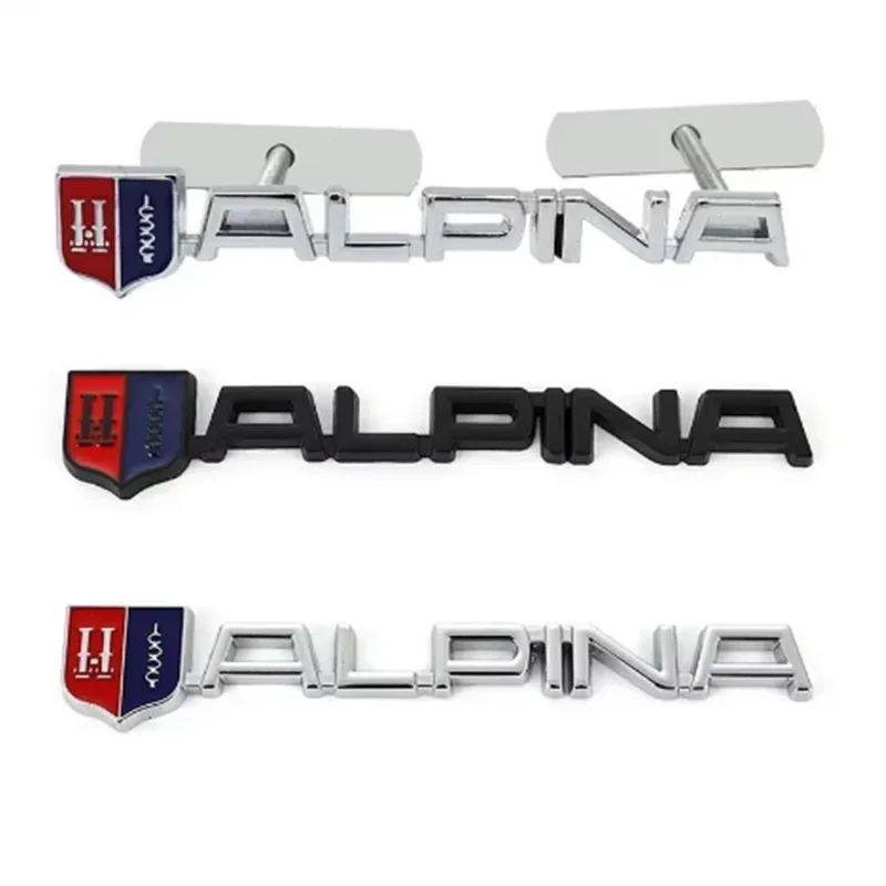 3D Metall-Chrom-Schwarz-Logo ALPINA Heckkofferraum-Kotflügel-Emblem-Aufkleber Auto-Frontgrill-Abzeichen Dekale Auto-Styling-Zubehör – Detail 1