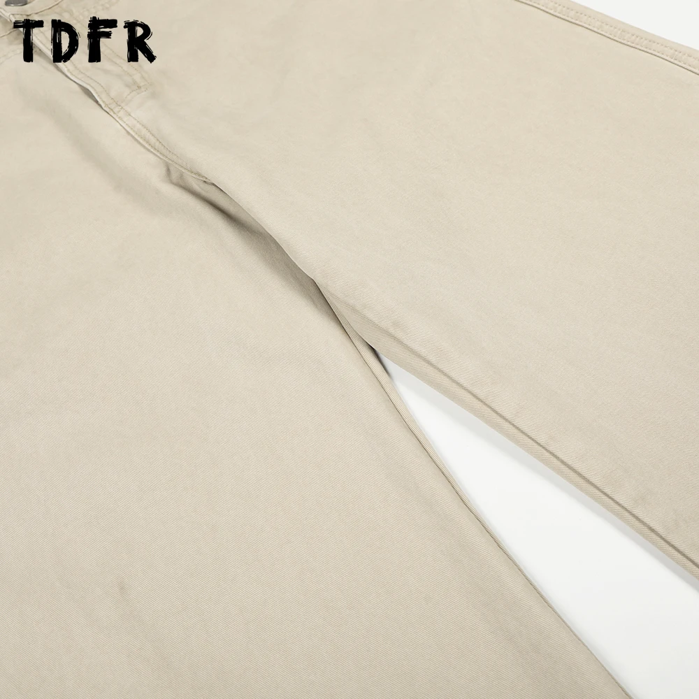 Pocket Banana Pants Mens Solid Color Retro Autumn Winter Casual Baggy Wide Leg Casual Trousers Man