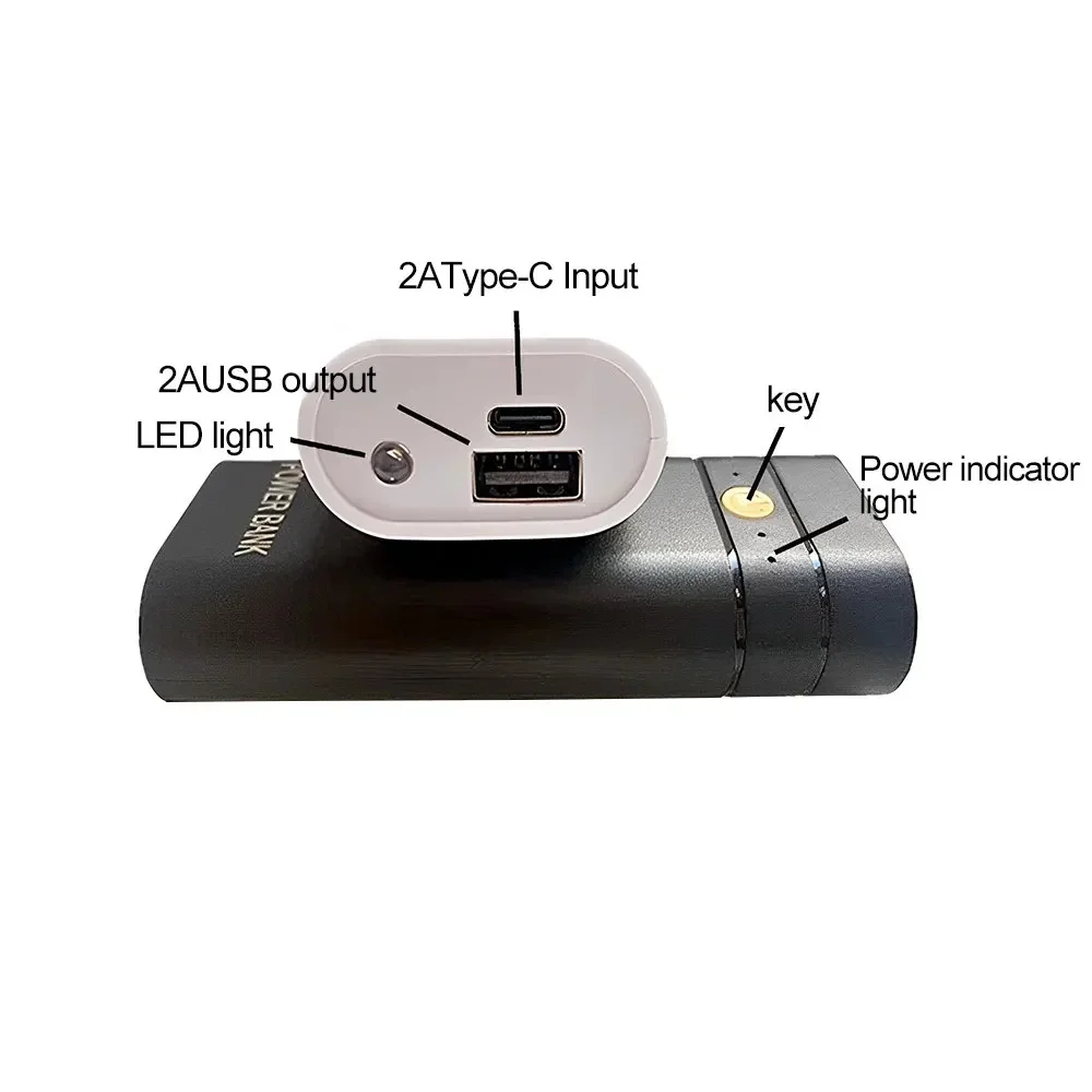 2X 18650 Type-C USB Power Bank Battery Charger Case DIY Battery Box for Phone Electronic Charging Not Including Batteries 5V 2A