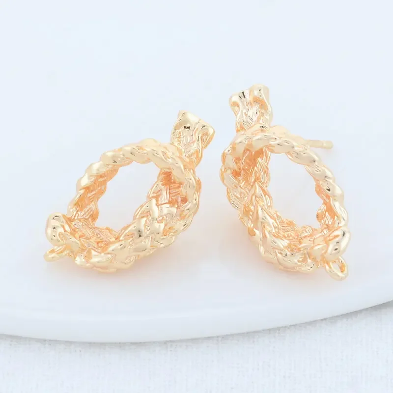 12,5*23MM 14K Gold Farbe Überzogene Messing Oval Stud Ohrringe Hohe Qualität Diy DIY Schmuck Finden Zubehör