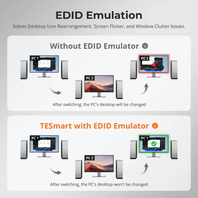 8x1 HDMI KVM Switch 4K 30Hz USB2.0 Rackmount Enterprise-Grade Smart Switch with EDID Emulator for Enterprise Stock