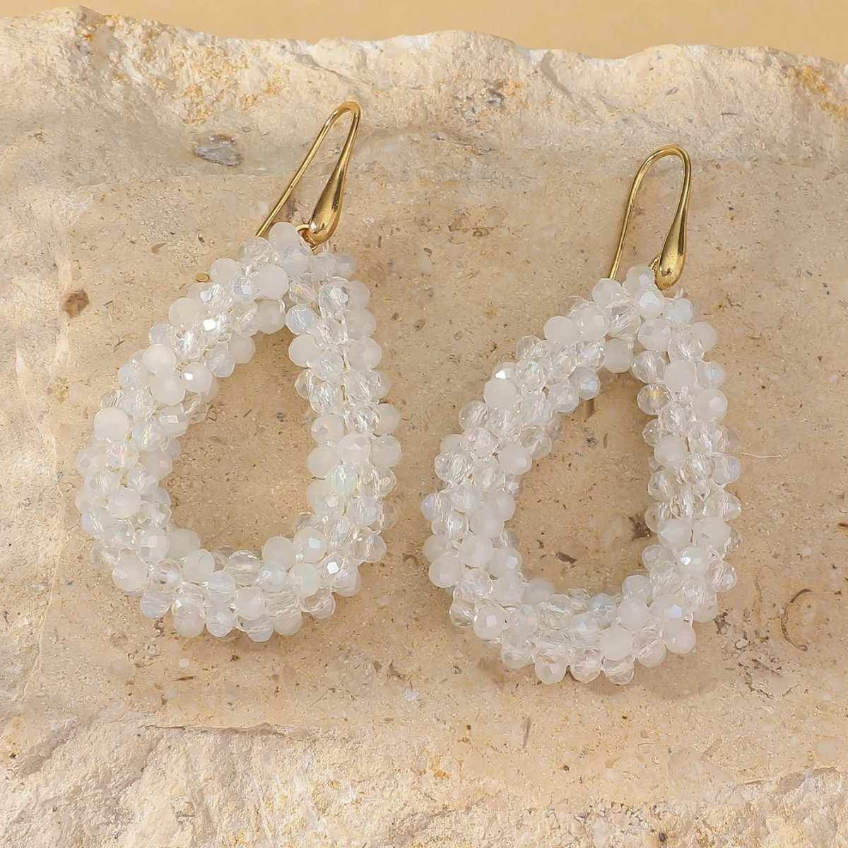 Boho stijl veelkleurige waterdruppel oorbellen voor vrouwen elegante handgemaakte kristallen kralen hangende oorbellen zomer strandfeest sieraden