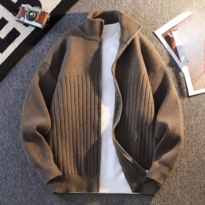 

Wool Knitted Sweater Jackets Men Women 2025 New Spring Autumn Warm Fleece Cardigan Men Fashion Casual Coats Solid Color Sweaters