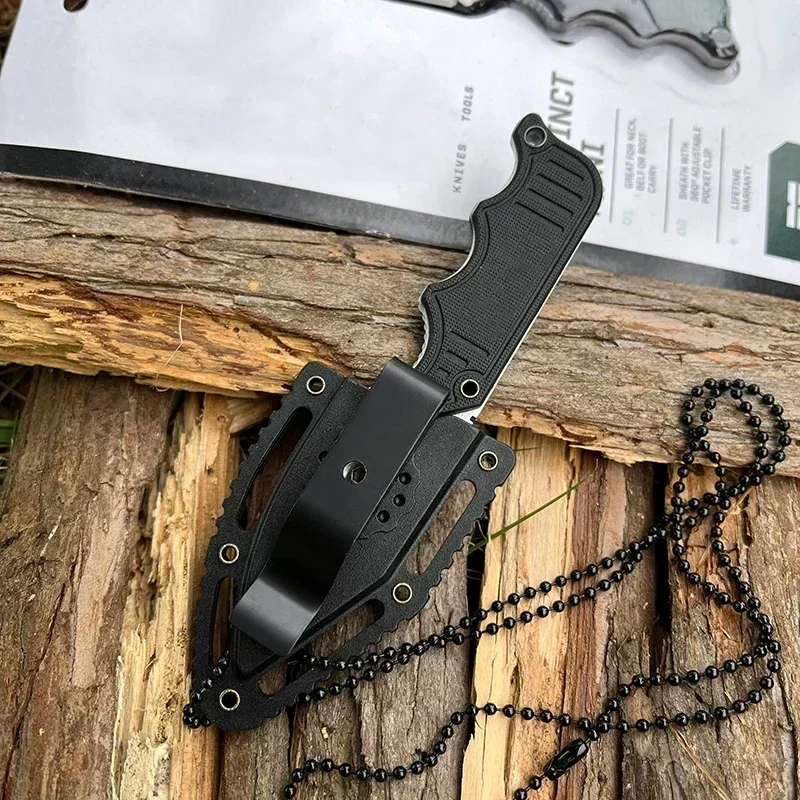 New Mini Full Tang Durable Instinct Fixed Knife G10 Handle Lightweight Pocket EDC Neck Chain Multi Tools with ABS Plastic Sheath