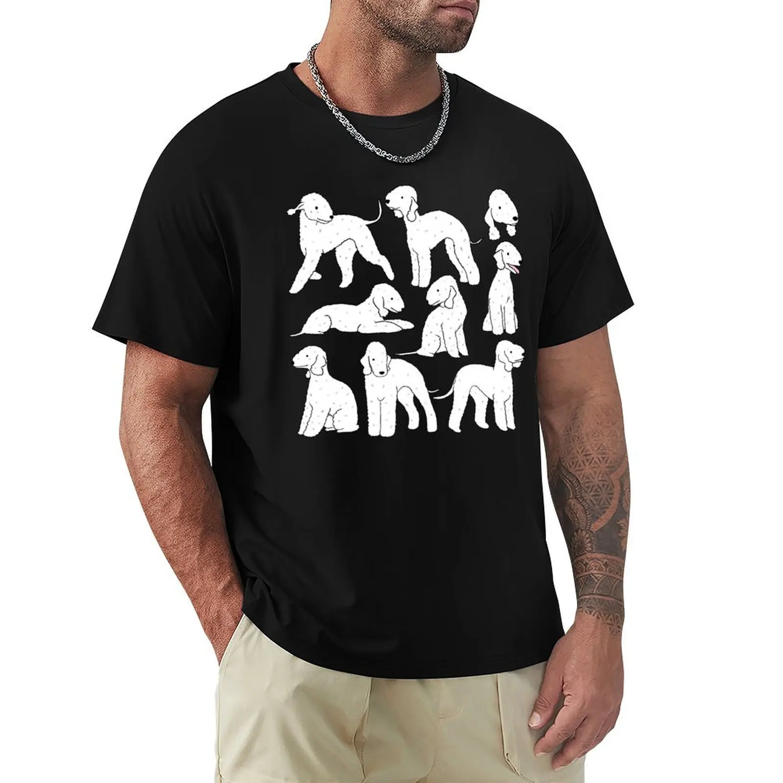 Bedlington terrier cute dog pattern T-Shirt Labor Work Casual T-Shirt