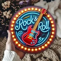 1PC Rock 'n' Roll Vibes with This  Neon Sign Wall Art in Metal Design,Ideal for Bars, Coffee Shops as Music Themed Decor