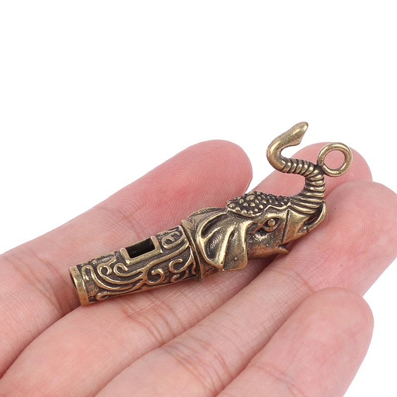 1Pc Survival Whistle Brass Metal Treble Training Wilderness Survival Pendant Elephant Whistle Antique Keychain Outdoor