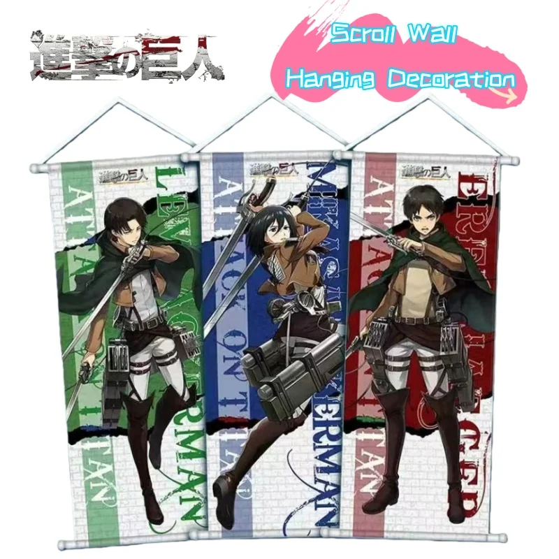

New Attack on Titan Eren Jaeger Mikasa · Ackerman Creative Wall Scroll Hanging Painting Animation Poster Decorative Painting