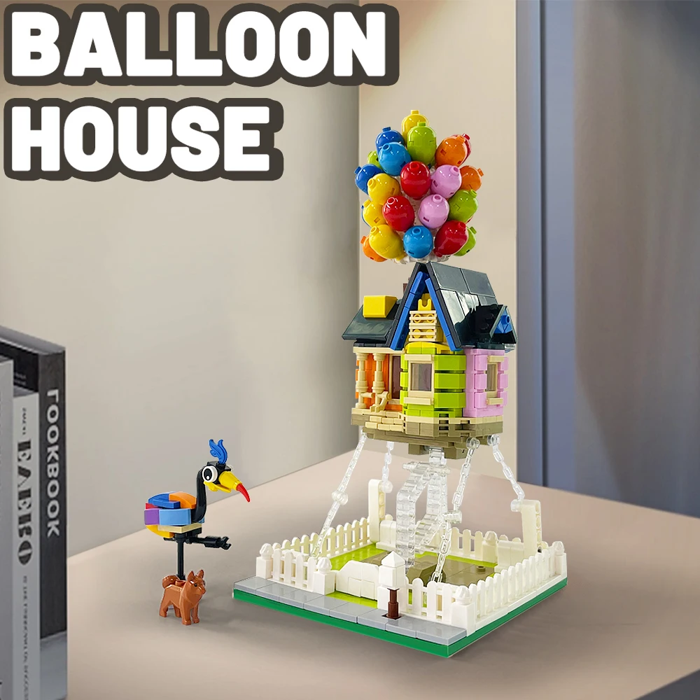 Flying Balloon House Building Blocks Street View City Model Bricks Desktop Decoration Assembly Creative DIY Kids Toys For Gifts