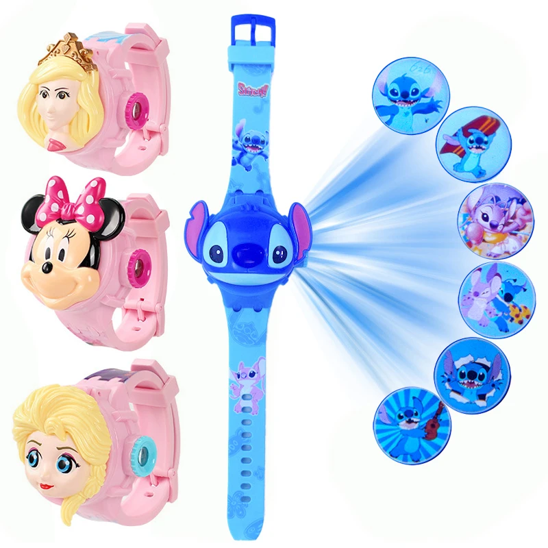Relojes infantiles con proyección de punto de Frozen a la moda para niñas, reloj Digital con unicornio y Minnie Mouse, juguetes para estudiantes, regalos