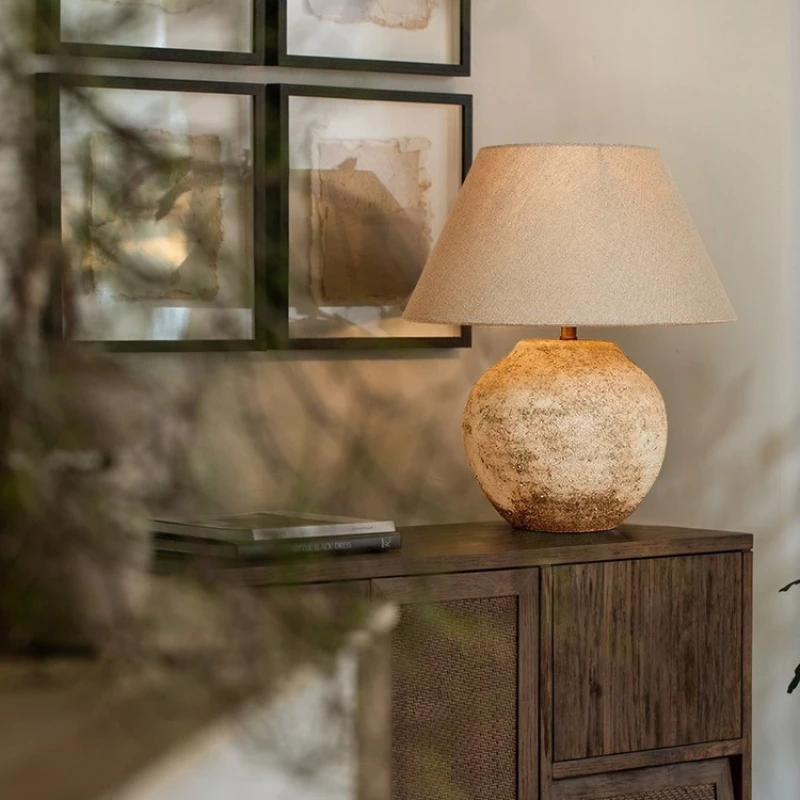 Wabi-sabi wind table lamp Japanese-style bedroom bedside living room study B & B hotel floor-to-ceiling ornament