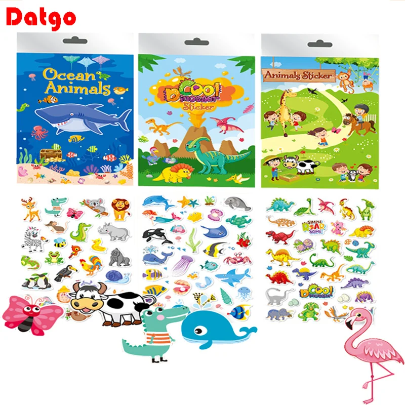 New Children DIY Puzzle Cute Sticker Games Sea Animals Cognition Funny Stickers Assemble Jigsaw Education Toys