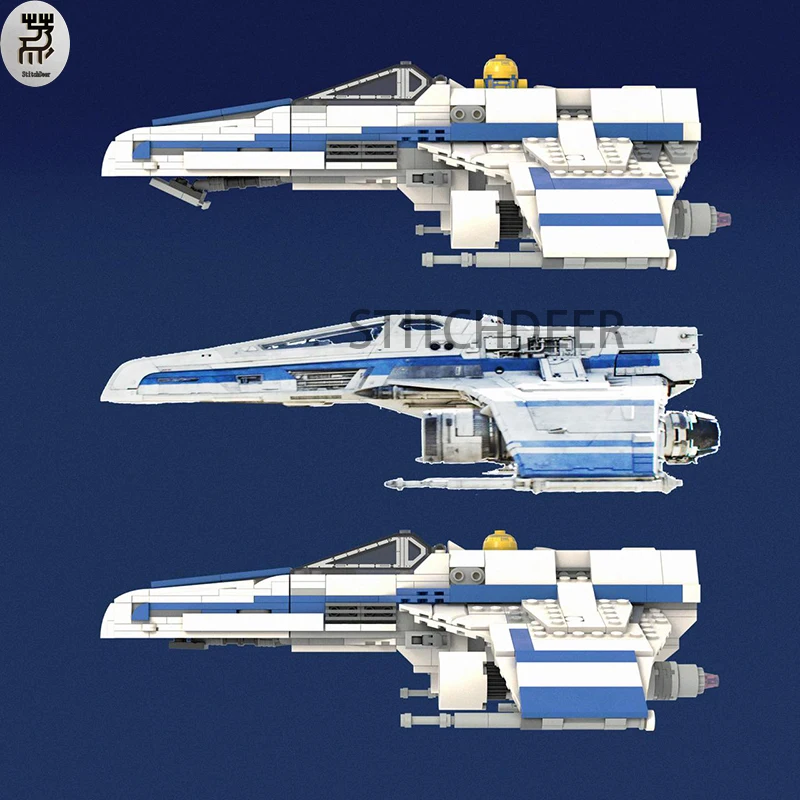 Bloques de construcción MOC para niños, juguete de ladrillos para armar nave espacial de la República e-wing Fighter, ideal para regalo de Navidad,