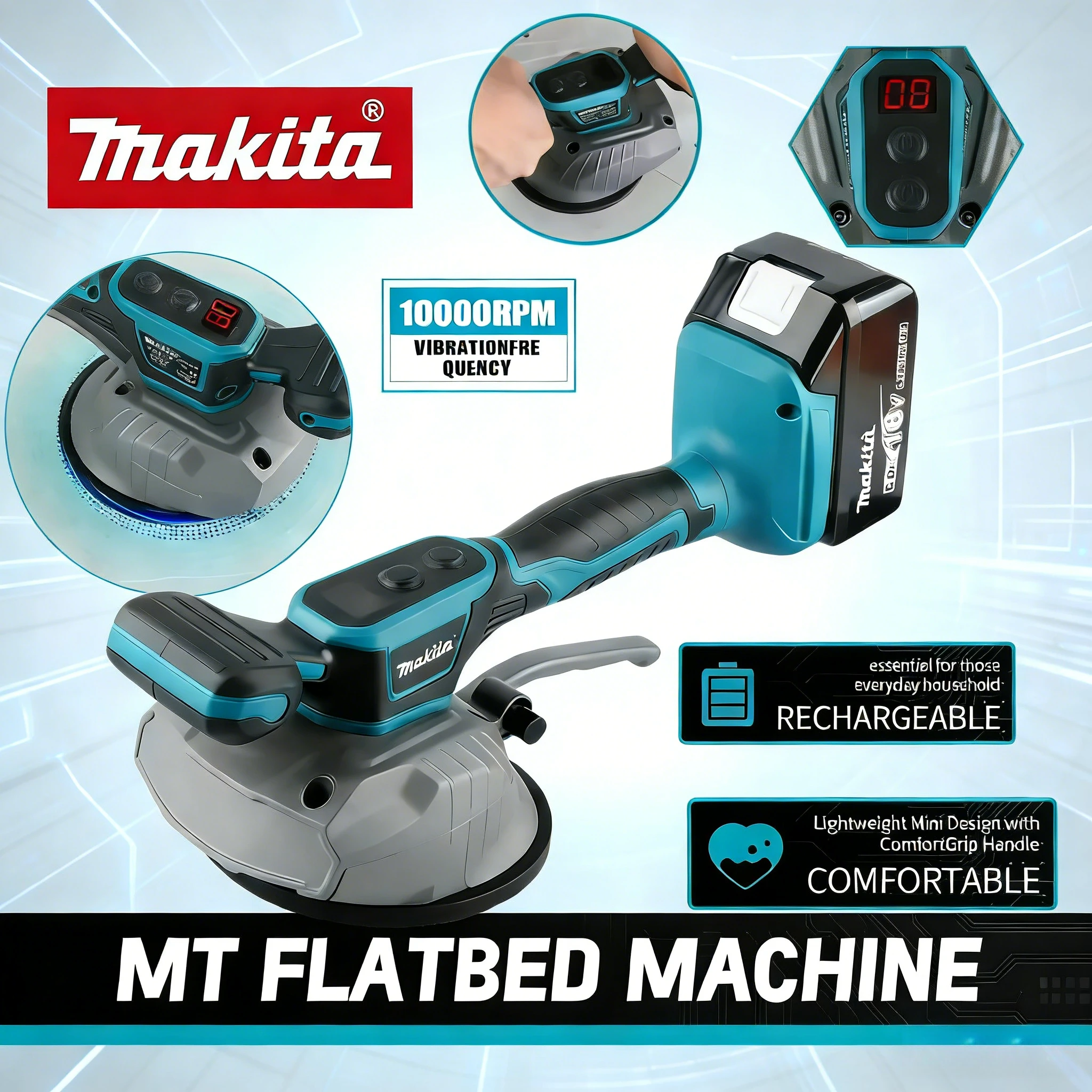

Makita Tile Laying Machine For 18V with 8 Speed Adjustment High Capacity for Wall & Floor Vibration Home Decoration Tool
