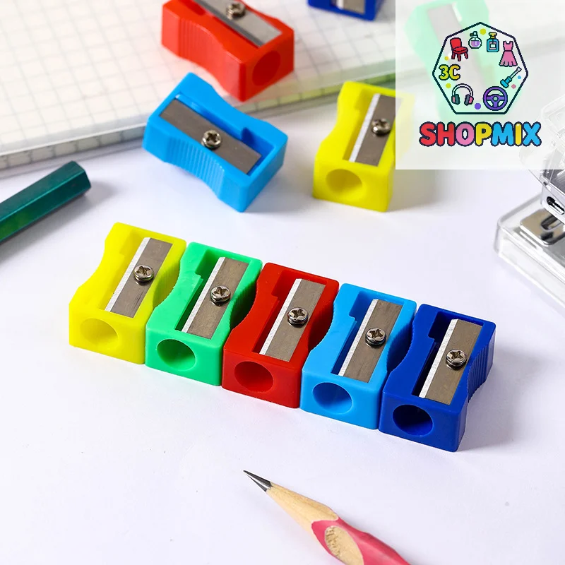 20Pcs Portable Simple Mini Colored Single Hole Rectangular Plastic Pencil Sharpener Student Children Stationery School Supplie