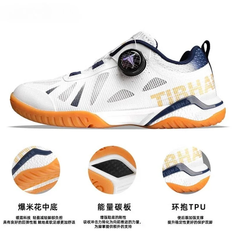 TIBHAR straight button table tennis shoes, professional table tennis sports shoes, anti slip and breathable
