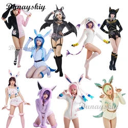 Anime Gengar przebranie na karnawał kobiety seksowne skarpetki z body z kapturem ogonem garnitur kostium króliczka kreskówka pluszowa piżama kawaii kombinezon mundur