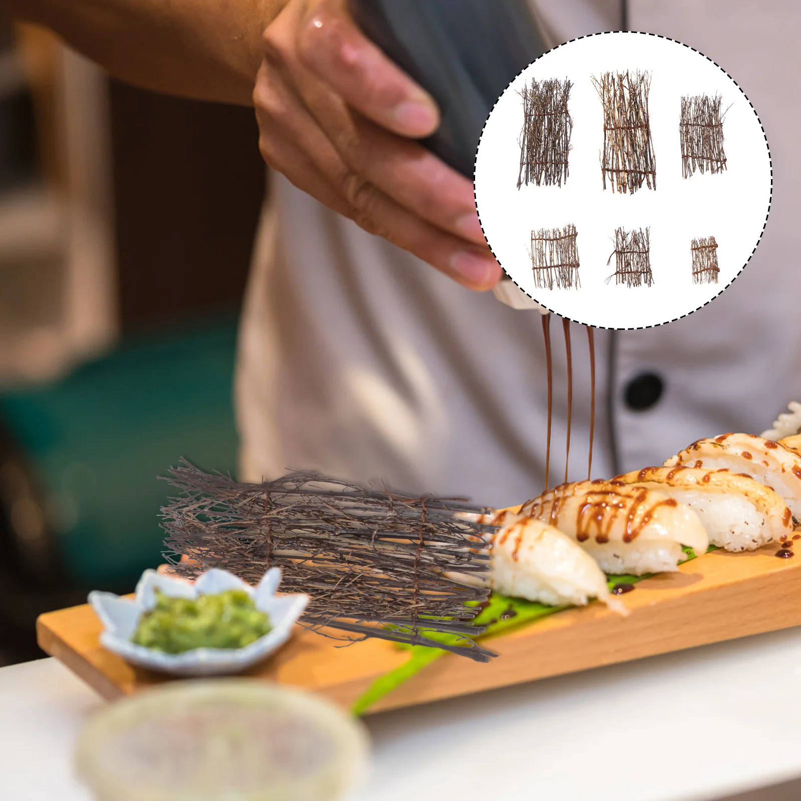 6 pièces de mini clôtures en bambou, décoration de micro-paysage pour bonsaï, cuisine coréenne, sashimi, ornement tissé élégant, cadeau