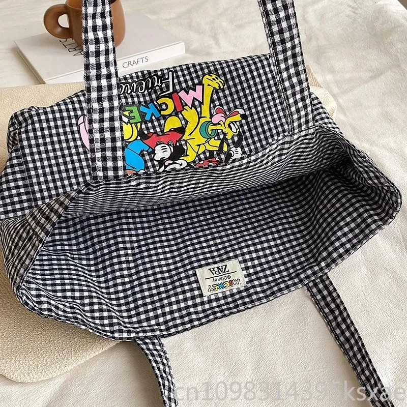 Tas Bahu Kanvas Kapasitas Besar Disney Wanita dengan Cetakan Kartun Mickey Mouse Baru untuk Penggunaan Sehari-hari, Perjalanan, Kerja, Belanja