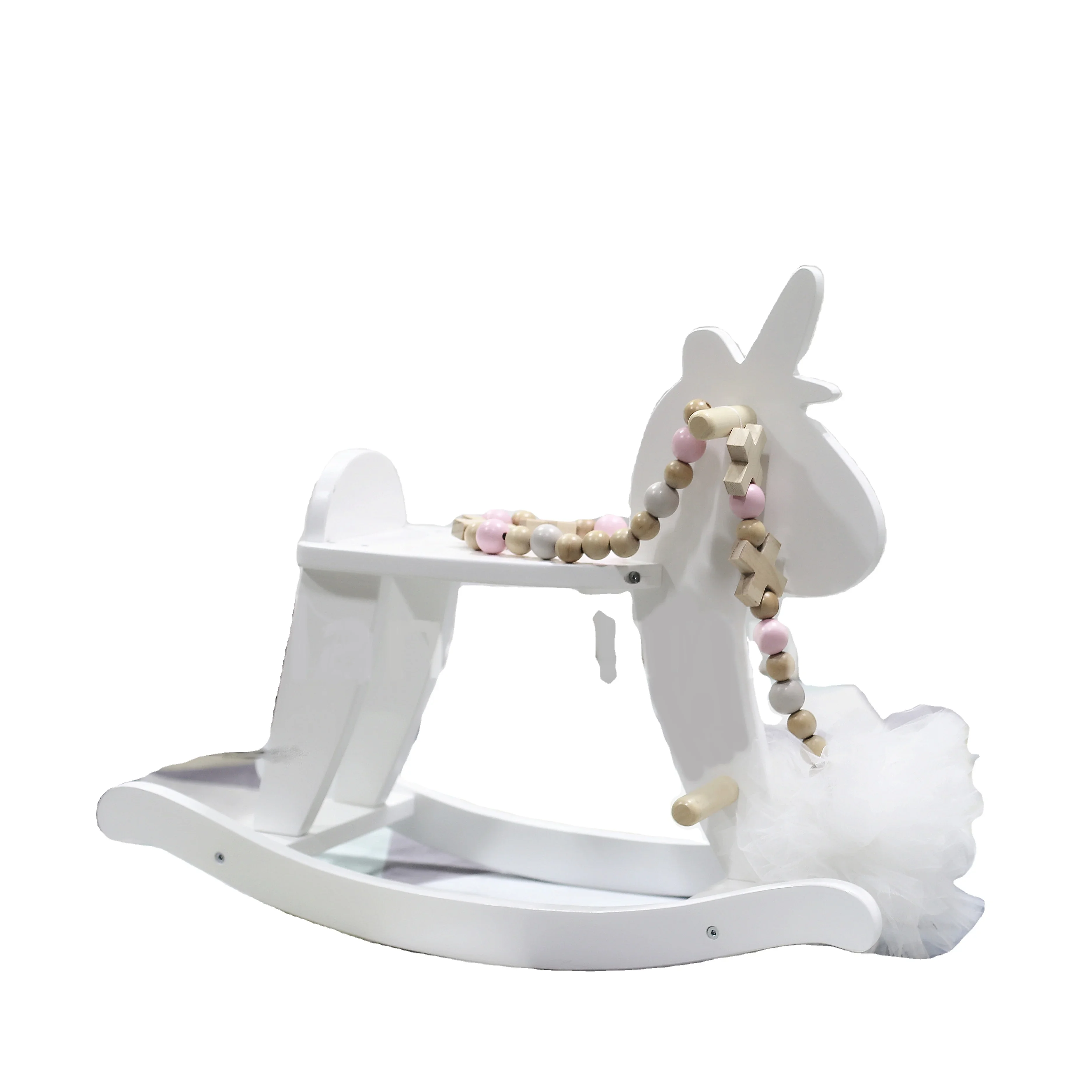 Kids Wooden Toys Unicorn Rocking Horse Solid Wood Baby Rocking Chair Protective Packaging