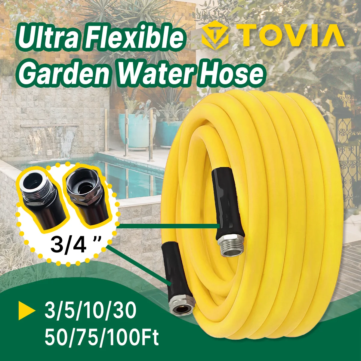 5/8-inch PVC soft water pipe, with 3/4 aluminum joints at both ends, can be used for water diversion and irrigation. Garden Tool