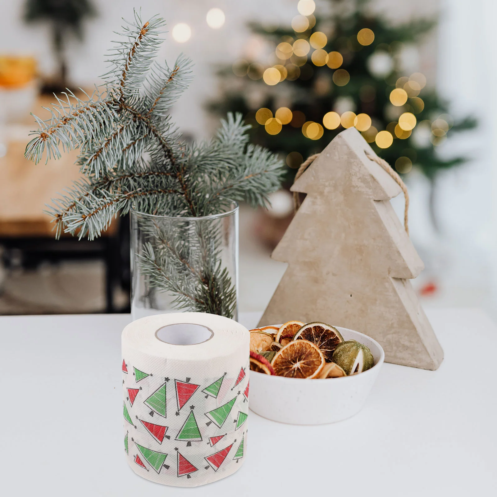 5 rolos de guardanapo de papel higiênico com padrão de natal para guardanapos de jantar suporte de tecido suprimentos para festa polpa de madeira virgem escritório