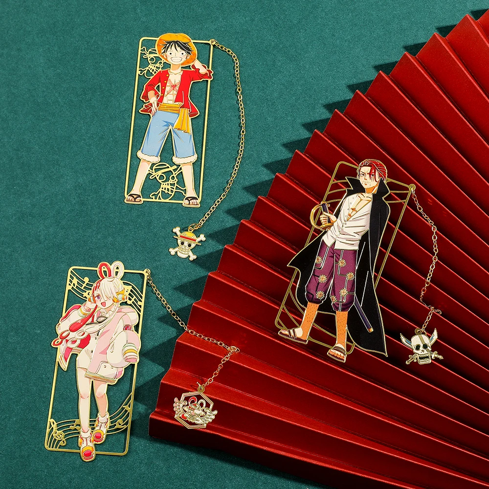 

One Piece Metal Anime Bookmarks Luffy Shanks Anime Fans Book Charms Collectible Anime Merch School Supplies