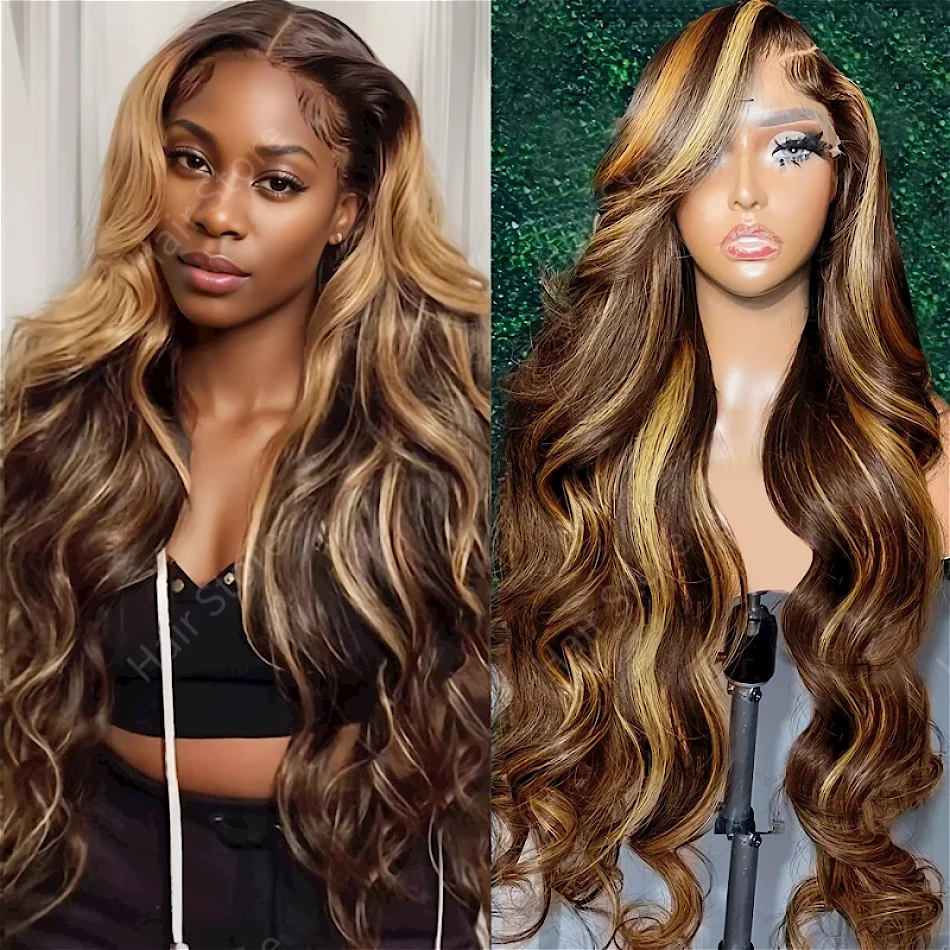 

30 Inch Human Hair HD 13x6 Body Wave Lace Front Wig Pre Plucked Wig 100% highlight Frontal Wigs Glueless For Women Choice Wig