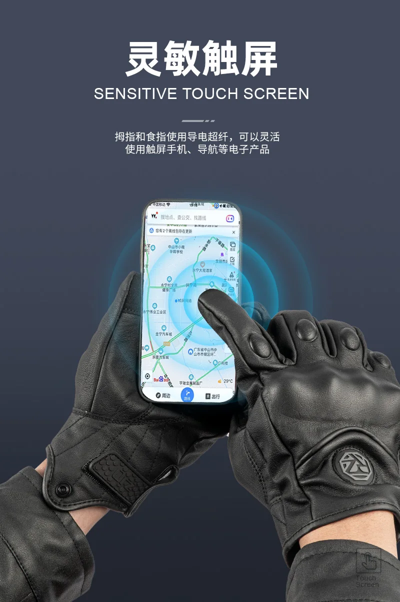 ORZ Motorrad-Reithandschuhe, Ziegenleder, Vollfinger-Handschuhe, Handschuhe für Motorräder, Handschuhe – Detail 9