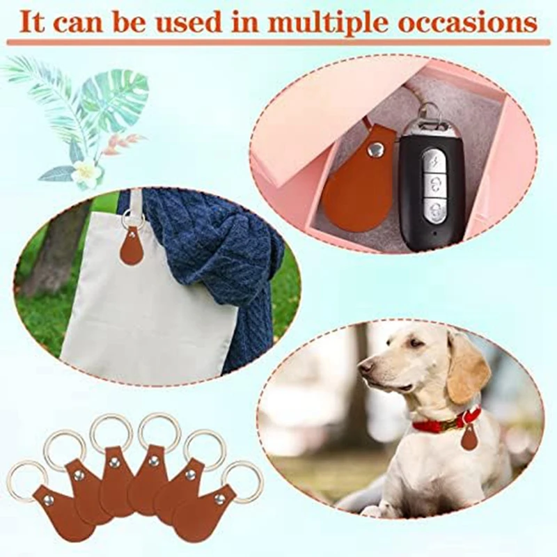 50Pcs DIY Leather Keychains Brown Blank Key Fob Rivets Keychain for Car Key Home Door Key Small Decoration Homemade Gift-A79M