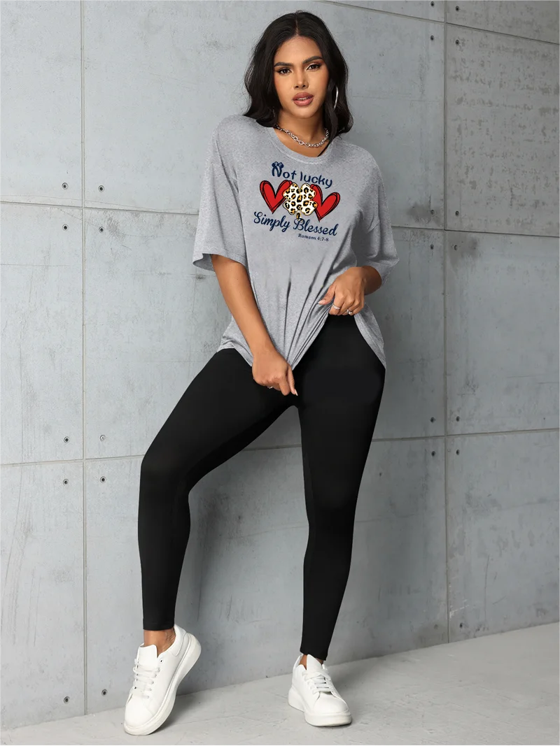 Luipaardprint Love Sport Multifunctionele Mode Custom Print Losse Thuis Comfortabel Dames T-Shirt En Broek Tweedelige Set