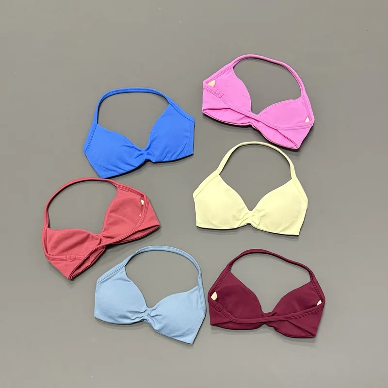HISTELLO Sport-BH für Damen, nahtlos, Neckholder-Stil, elastische Unterstützung, gepolstert, Bruststraffung, Körperformung, für den täglichen Sport, Yoga, Workout, Gym-Tops – Detail 5