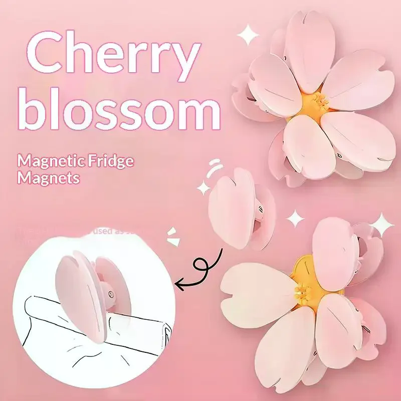 1/2pcs Cherry Blossom Magnetic Fridge Magnet Seal Clip, Petal Sealing Magnetic Fridge Sticker, Snack Clip, Flower Decoration