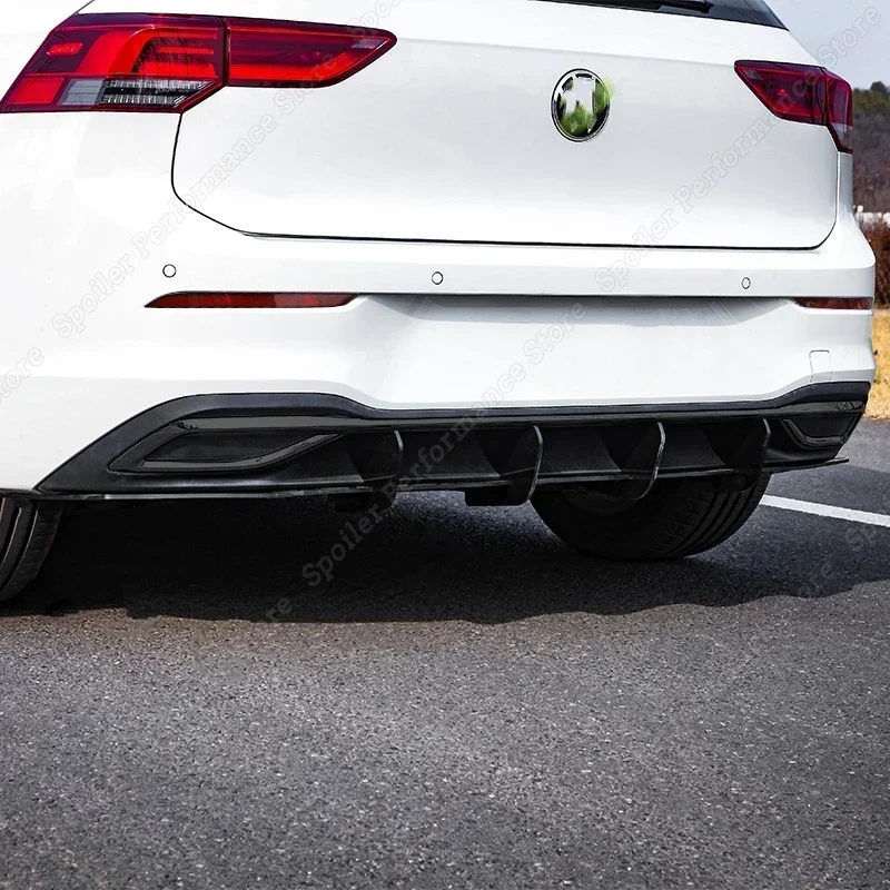 Gloss Black ABS Racing Durability Rear Diffuser For Volkswagen VW Golf 8 MK8 GTE Custom Body Kit Tail Exhaust Trim Strip