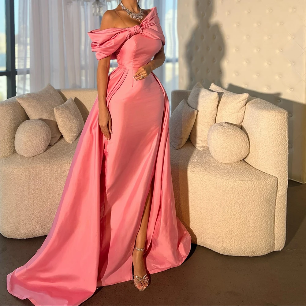 

Вечерние платья русалки по индивидуальному заказу, длиной до пола, с открытыми плечами, без рукавов, платье для выпускного вечера, модное драпированное вечернее платье с боковым разрезом