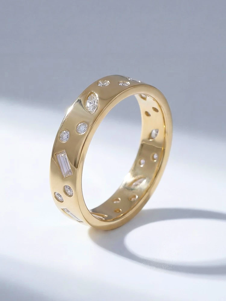925 Sterling Silber Mode Goldene Geometrische Muster Zirkon Ring für Frauen Verlobung Hochzeit Luxus Hochwertiger Edel-Schmuck – Detail 2