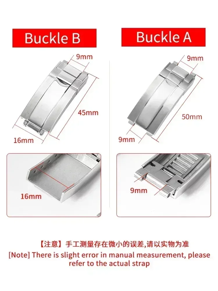 Original 904L Stainless Steel Folding Buckle for Rolex Watch Buckles Brushed Frosted Silver New Version Submariner 9x9 9x16mm