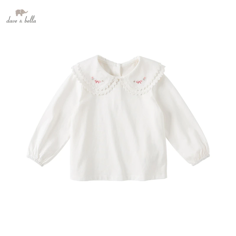 Dave Bella Kids Shirts Girls Cotton Blouse Shirt Long Sleeve Spring Autumn Children Outfits Shirts Toddler Blouse DB1233888