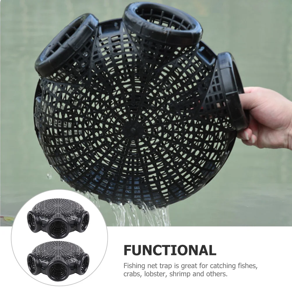 2 قطعة فخ السلطعون قفص الصيد البلاستيك دائم قابلة لإعادة الاستخدام المحمولة الصيد شبكة جراد البحر الروبيان جراد البحر صافي جراد البحر الفخاخ #1
