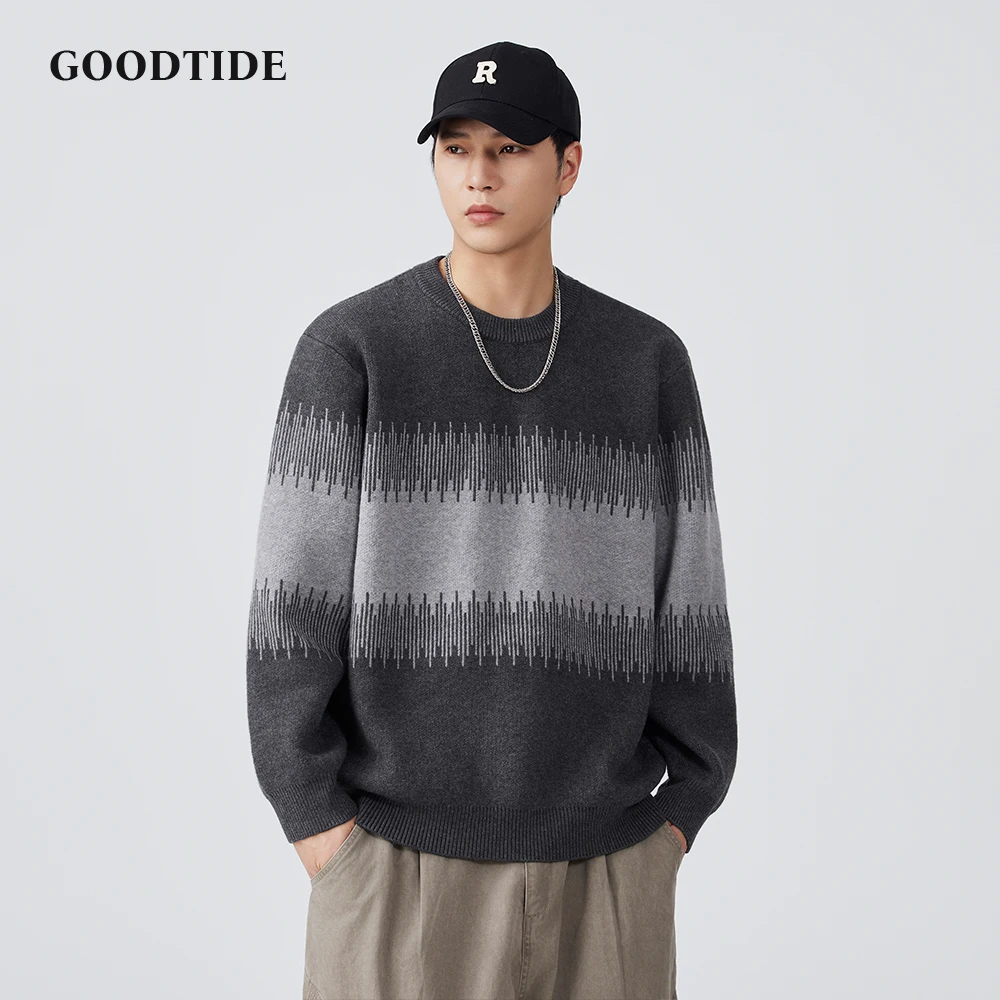 Autumn Winter Fashion Men's Casual Striped Crew Neck Sweater Color - Block Knitted Pullover Comfortable Soft Long Sleeve Jumper