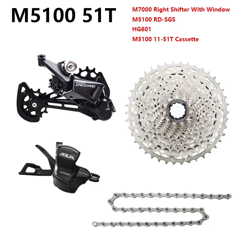 Shimano SLX M7000 M5100 4pcs Groupset Bike Bicycle Kit MTB 11s Rear Derailleur Shifter 11-42T/11-51T Cassette Hg601 Chain 122L