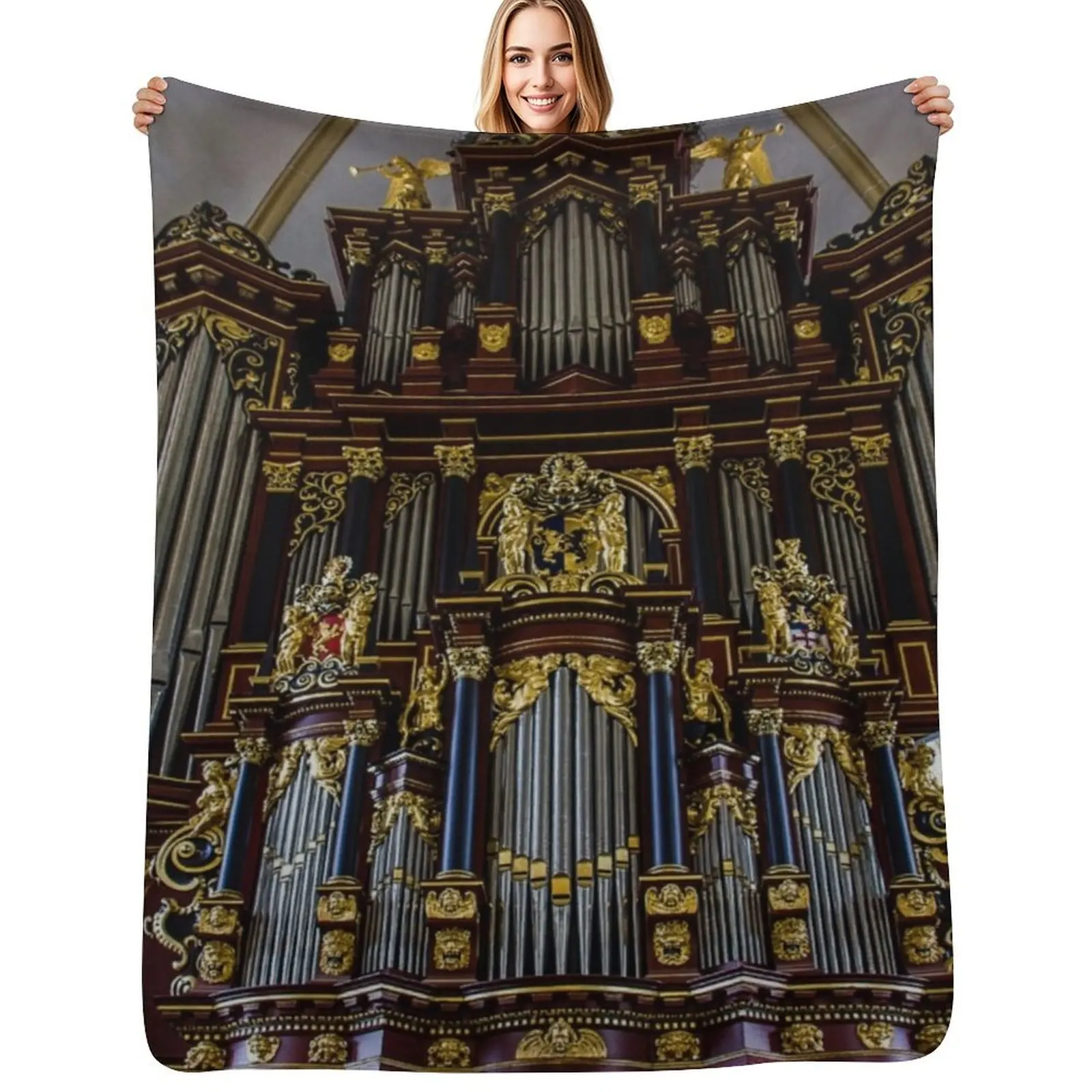 Rose wood England bath abbey pipe organ Throw Blanket Lightweight Warm Blanket for Indoor Outdoor Use