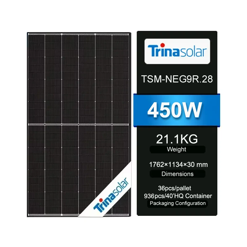 Trina 455W 450W Black Frame Vertex S N-Type PV Module 450 Watt Dual Glass Solar Solar Panels Trina TSM-NEG9R.28  Modules