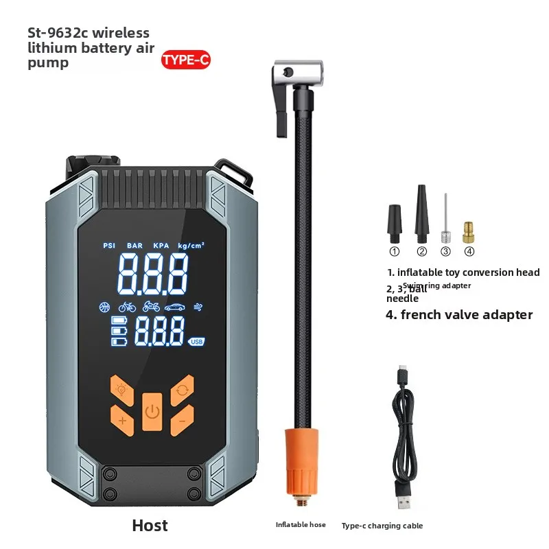 Car-mounted Wireless Air Pump, Portable Car Emergency Power Supply, Integrated Automatic Tire Inflator.